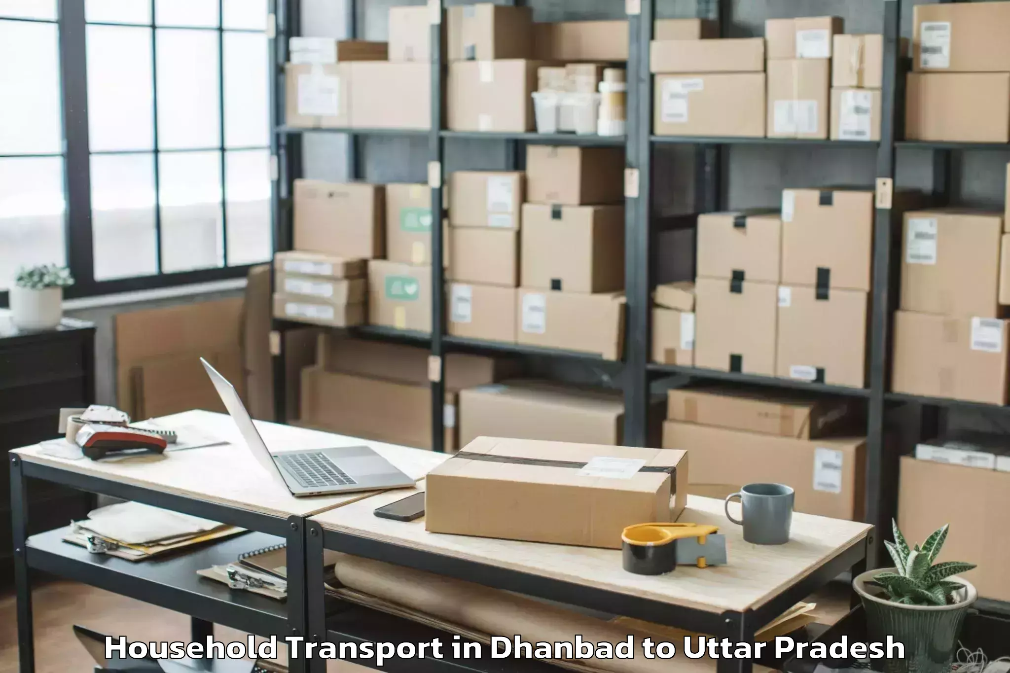 Easy Dhanbad to Jhinjhak Household Transport Booking